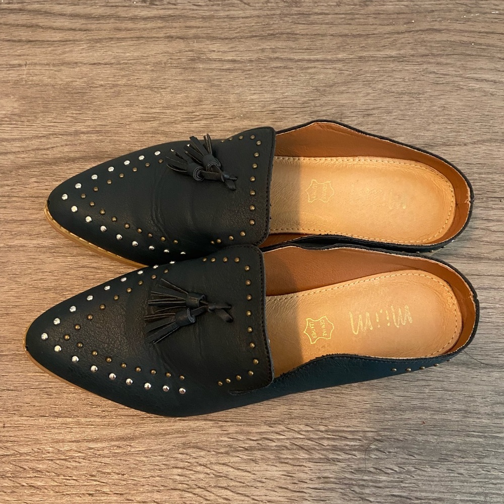 Studded tassel slides/loafers
